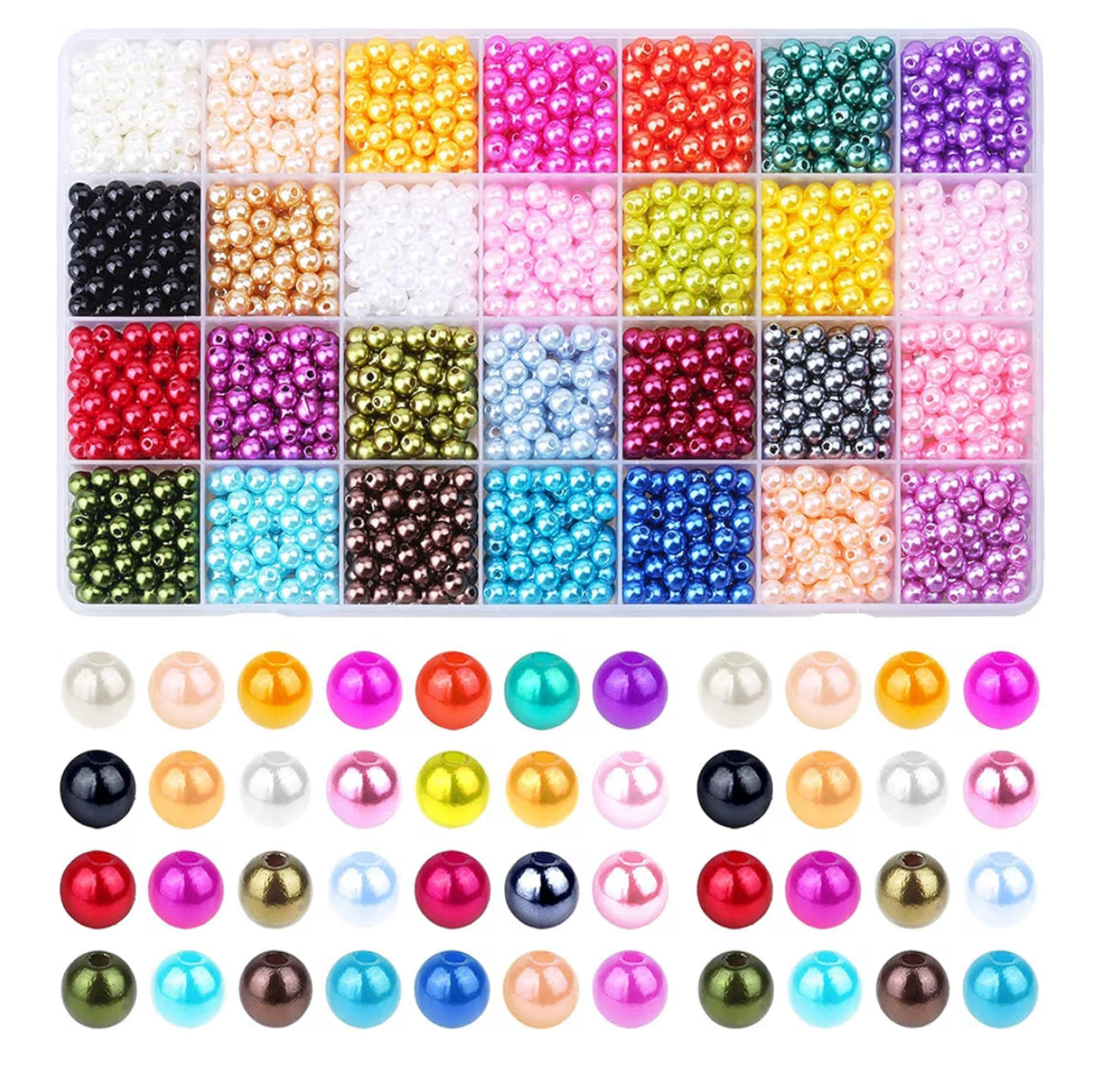 علبة لؤلؤ صناعي ملوّن بلمعة لامعة